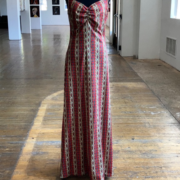 70s handcrafted polyester maxi dress - Picture 12 of 14
